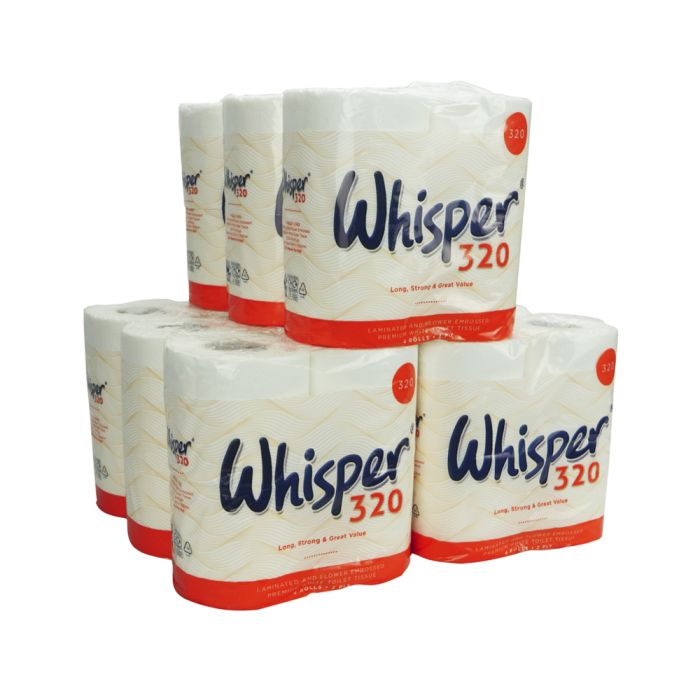Whisper 320 2ply Toilet Rolls ? Case of 36