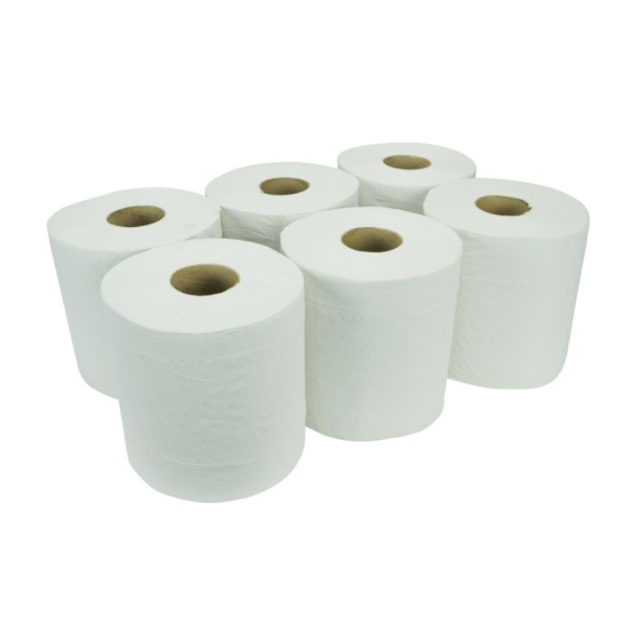 Essentials 1ply White Centre Feed Rolls ? Case of 6