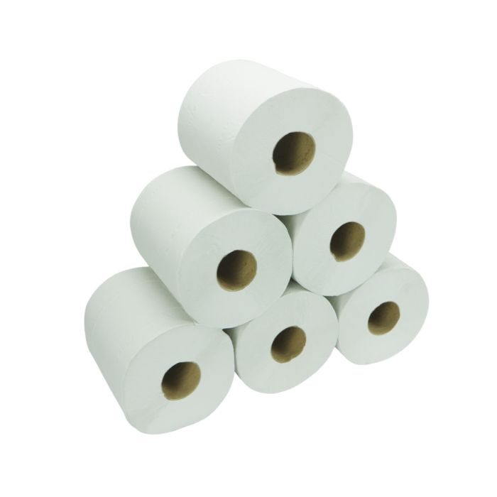 Essentials 2ply White Embossed Centre Feed Rolls ? Case of 6