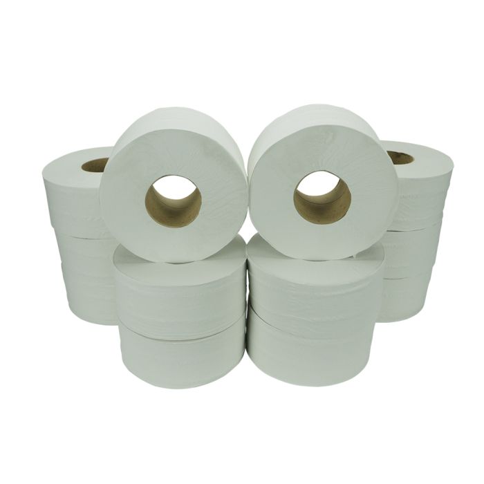 Essentials Mini Jumbo 2 ply Toilet Rolls 200m ? 3" core ? Case of 12
