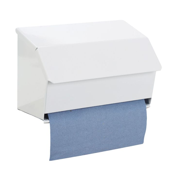 White Metal 10" Wiper Roll Dispenser
