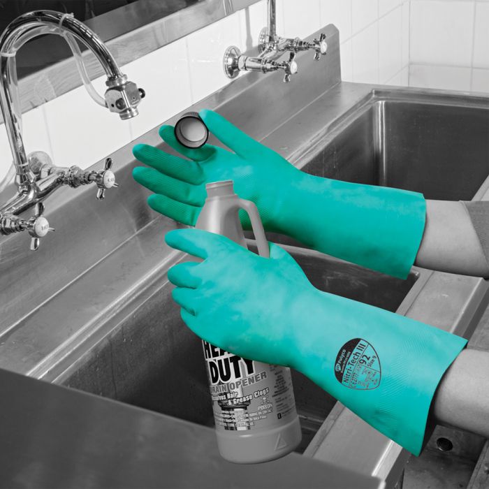 Nitri?Tech III Green Flock Lined Nitrile Synthetic Rubber Glove