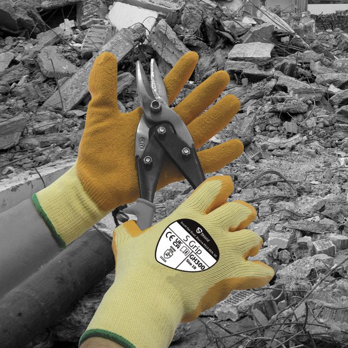 Shield S Grip Polycotton Crinkle Latex Palm Coated Gloves